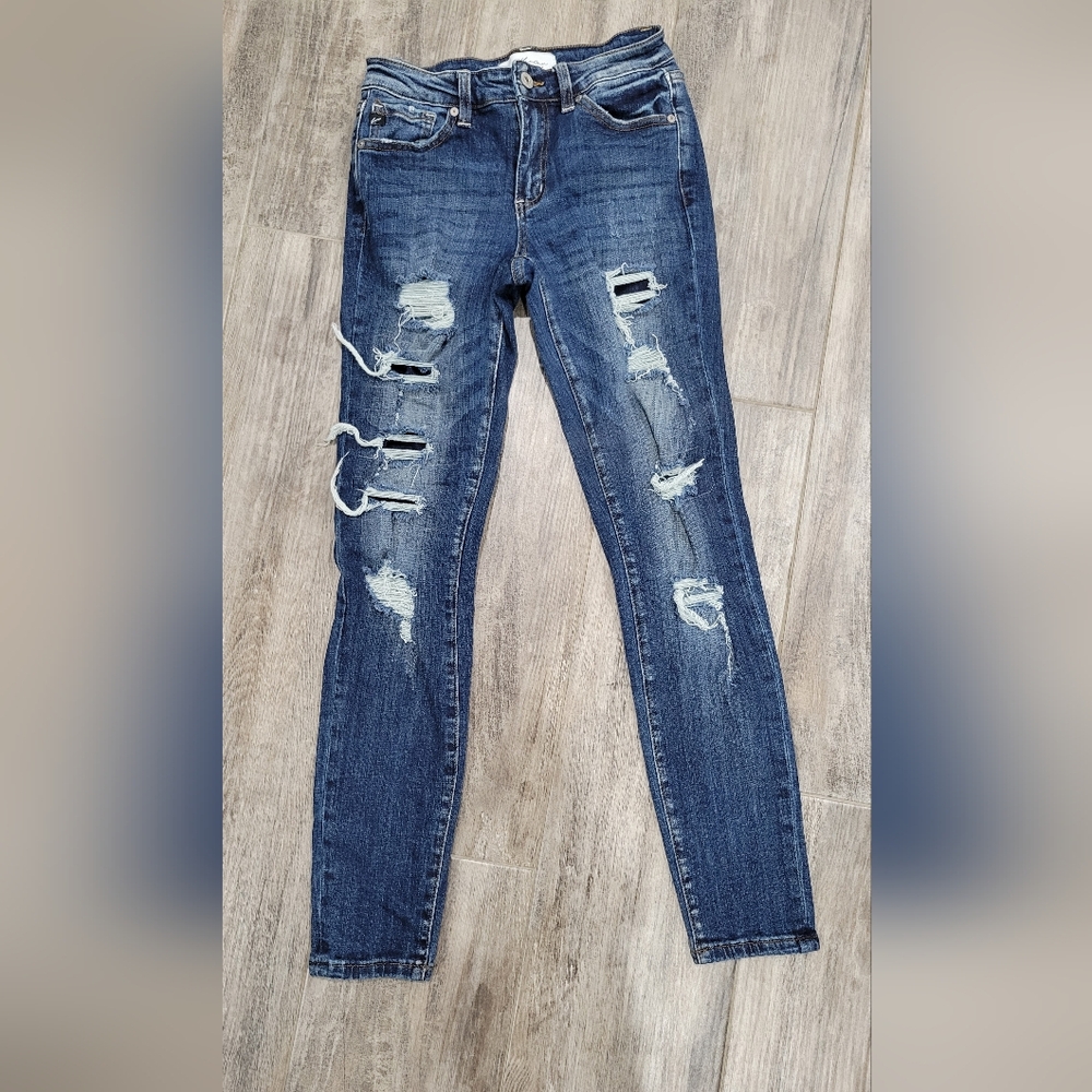 Kancan Stylish Ripped Skinny Jeans in Deep Blue